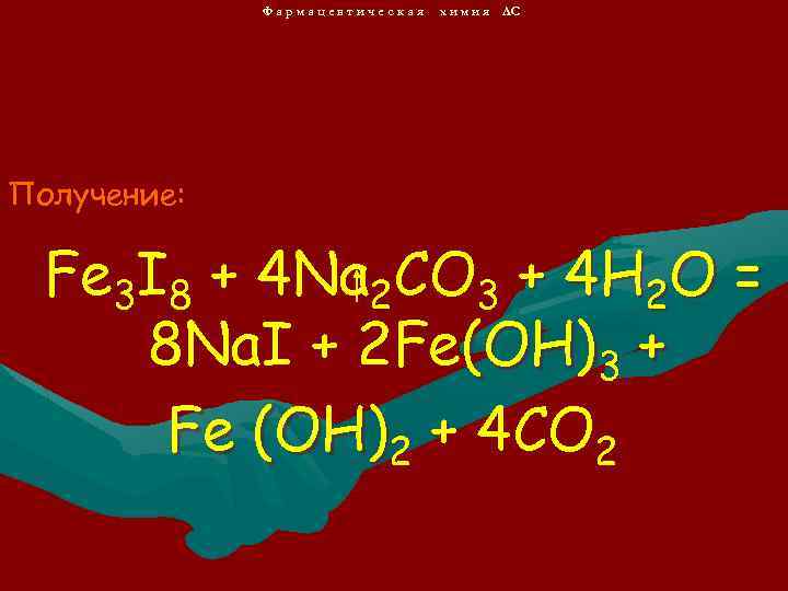 Фармацевтическая х и м и я ЛС Получение: Fe 3 I 8 + 4