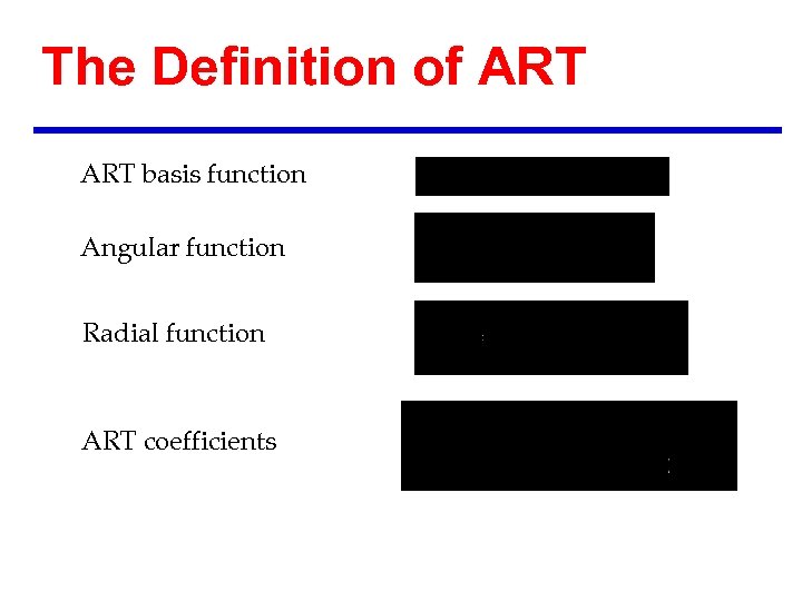 The Definition of ART basis function Angular function Radial function ART coefficients 