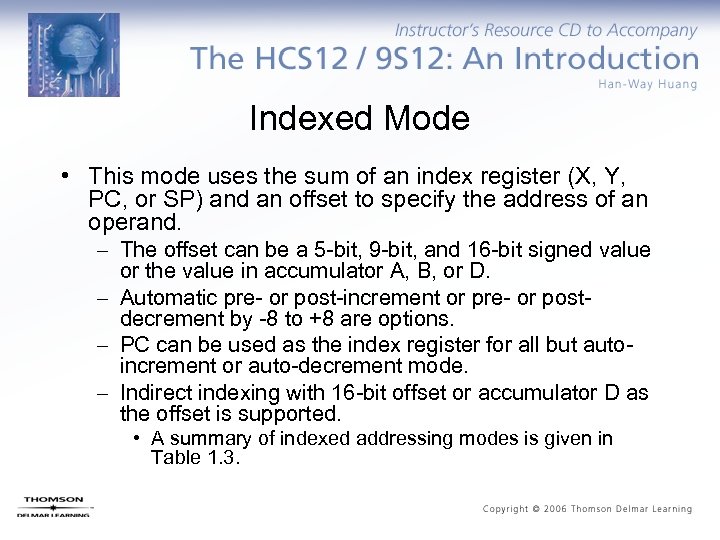 Indexed Mode • This mode uses the sum of an index register (X, Y,