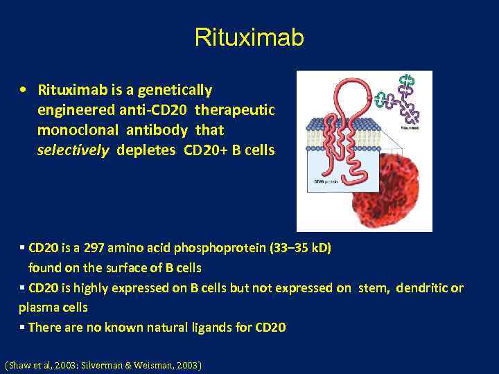 Rituximab • Rituximab is a genetically engineered anti-CD 20 therapeutic monoclonal antibody that selectively