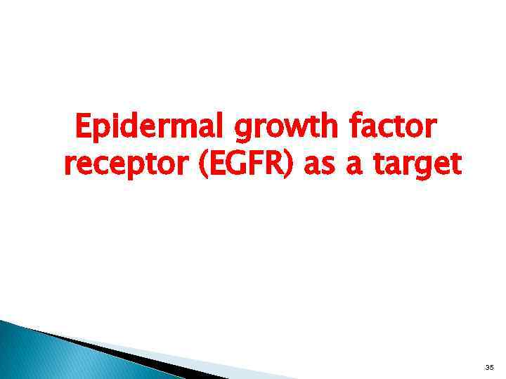 Epidermal growth factor receptor (EGFR) as a target 35 