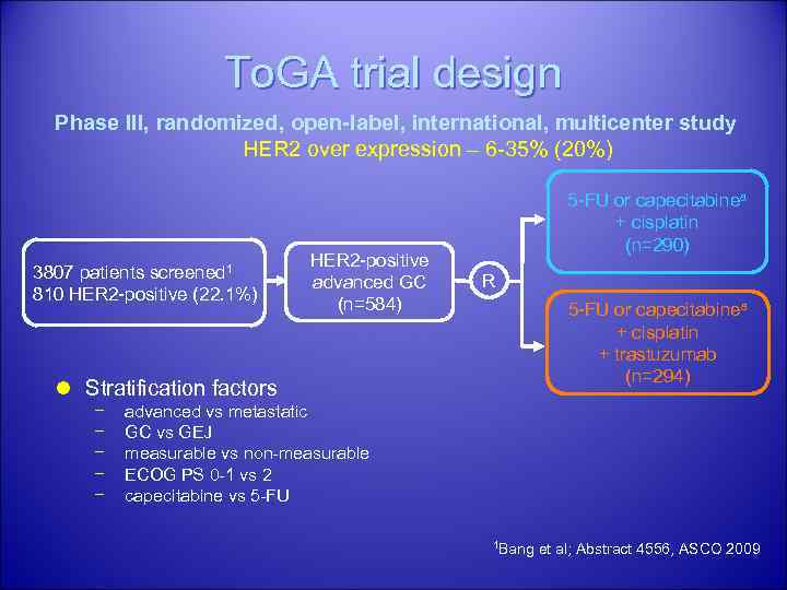To. GA trial design Phase III, randomized, open-label, international, multicenter study HER 2 over