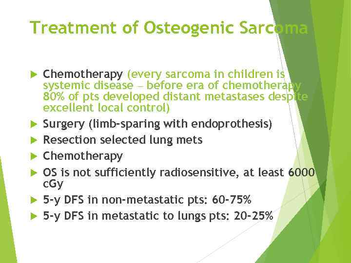 Treatment of Osteogenic Sarcoma Chemotherapy (every sarcoma in children is systemic disease – before