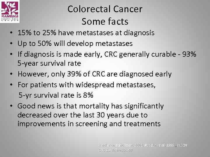 Colorectal Cancer Some facts • 15% to 25% have metastases at diagnosis • Up