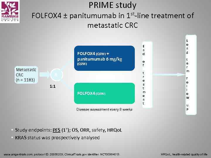 PRIME study FOLFOX 4 ± panitumumab in 1 st-line treatment of metastatic CRC FOLFOX