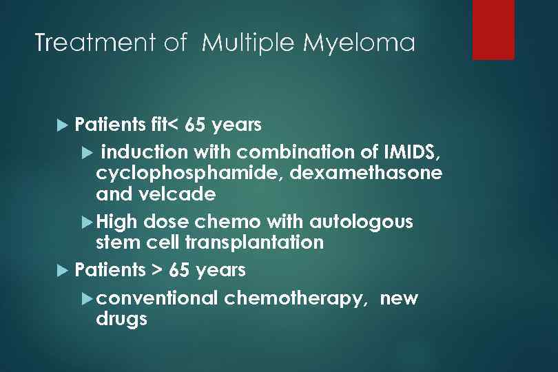 Treatment of Multiple Myeloma Patients fit< 65 years induction with combination of IMIDS, cyclophosphamide,