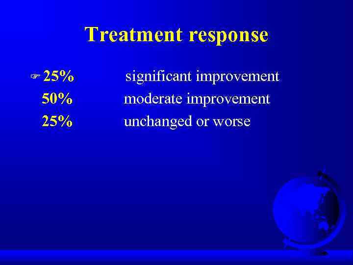 Treatment response F 25% 50% 25% significant improvement moderate improvement unchanged or worse 