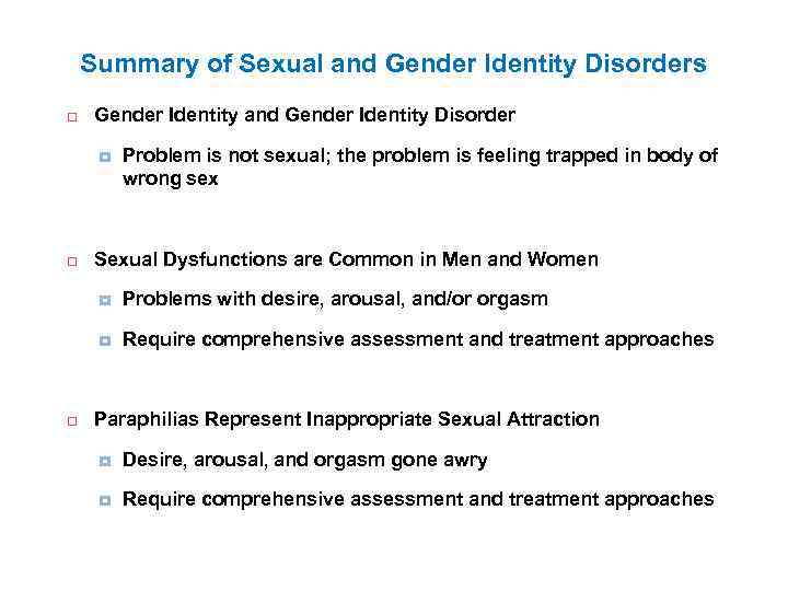 Disorders Of Sex And Gender Sexual Dysfunctions