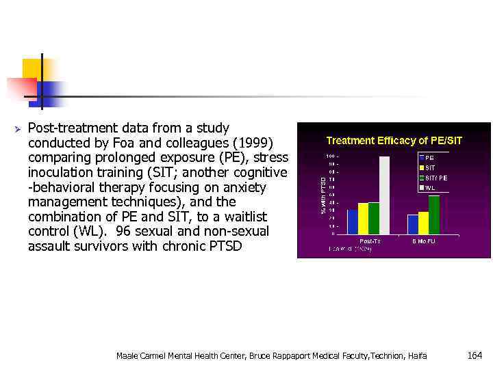 Ø Post-treatment data from a study conducted by Foa and colleagues (1999) comparing prolonged