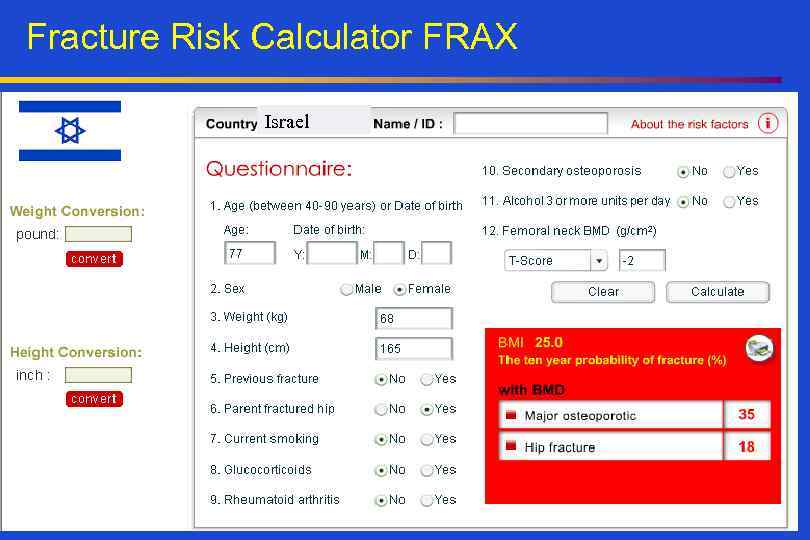 Fracture Risk Calculator FRAX Israel 
