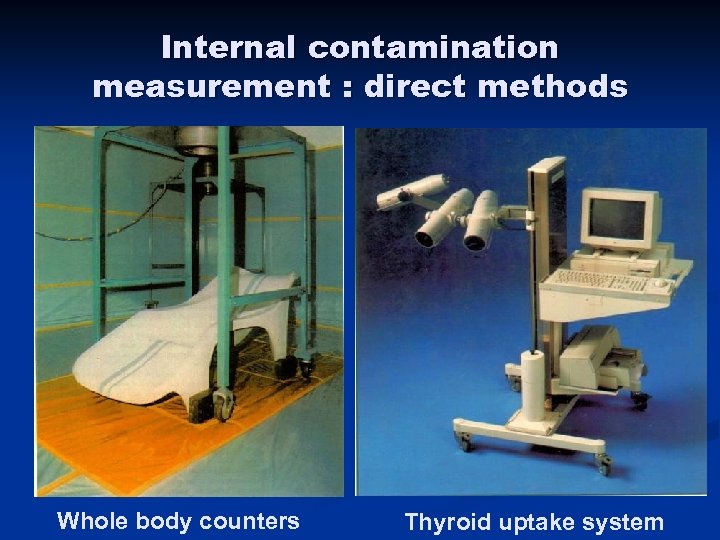 Internal contamination measurement : direct methods Whole body counters Thyroid uptake system 