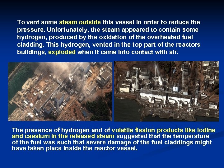 To vent some steam outside this vessel in order to reduce the pressure. Unfortunately,