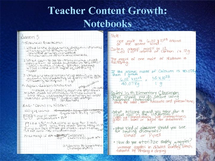 Teacher Content Growth: Notebooks 