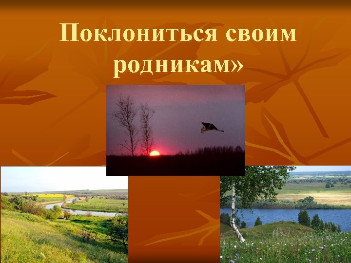 Поклониться своим родникам» 