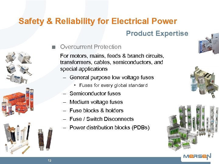 Safety & Reliability for Electrical Power Product Expertise Overcurrent Protection For motors, mains, feeds