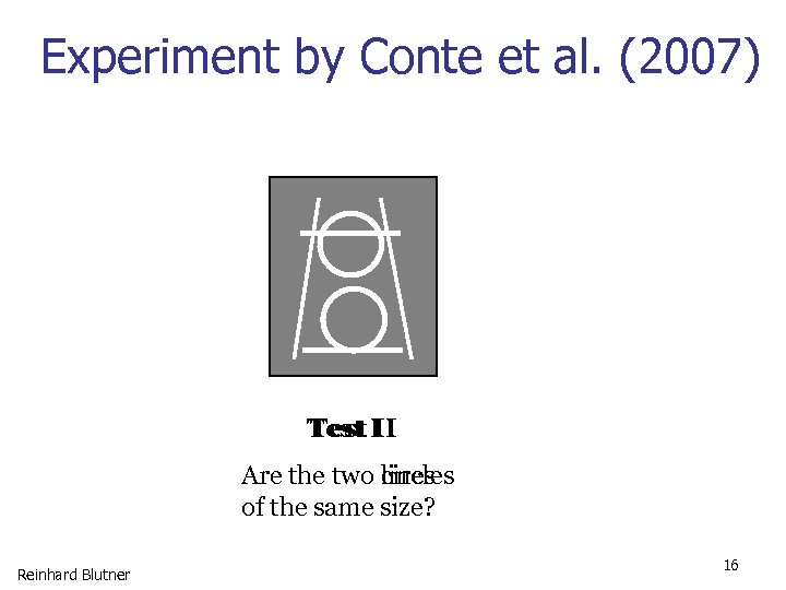 Experiment by Conte et al. (2007) Test II Are the two circles lines of