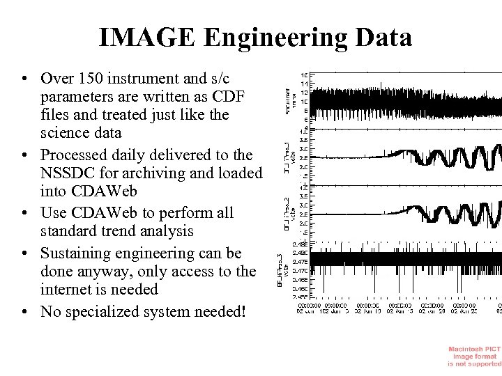 IMAGE Engineering Data • Over 150 instrument and s/c parameters are written as CDF