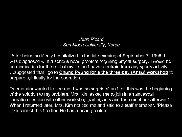 Jean Picard Sun Moon University, Korea 