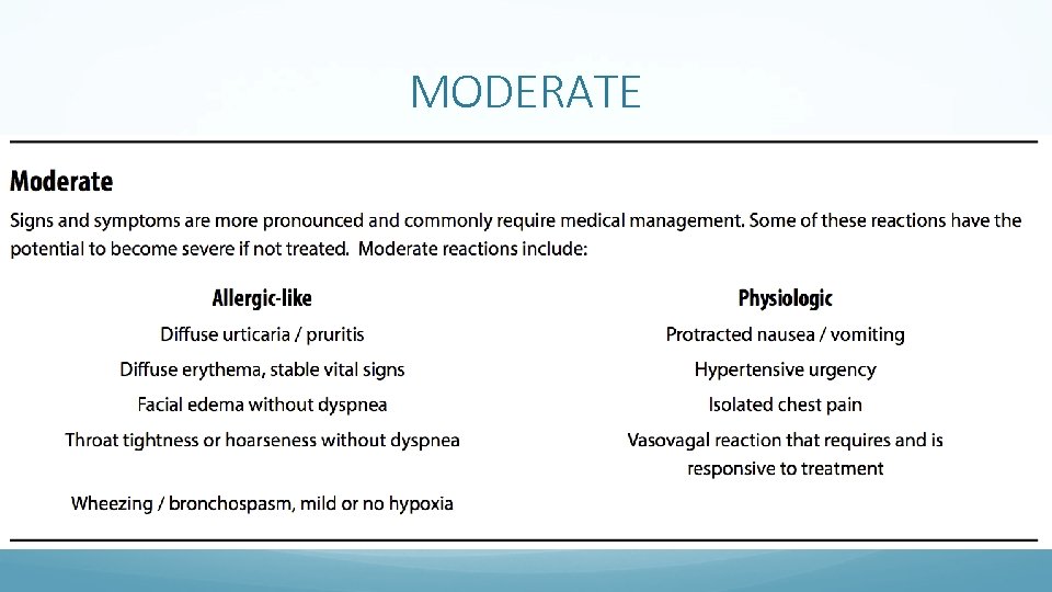 MODERATE 