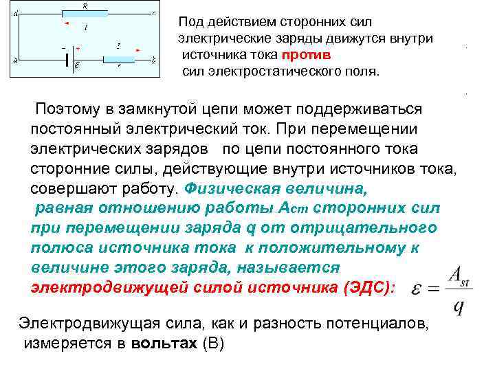 Работа сторонних сил