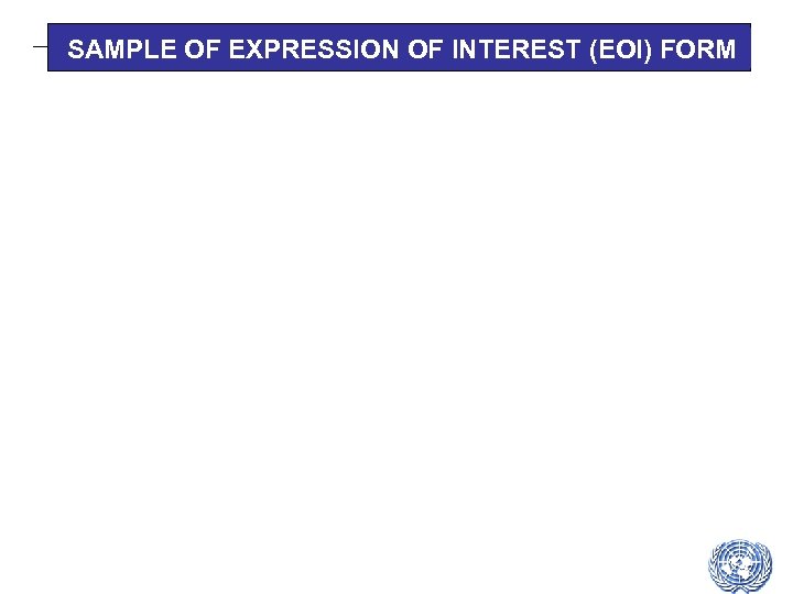 SAMPLE OF EXPRESSION OF INTEREST (EOI) FORM 