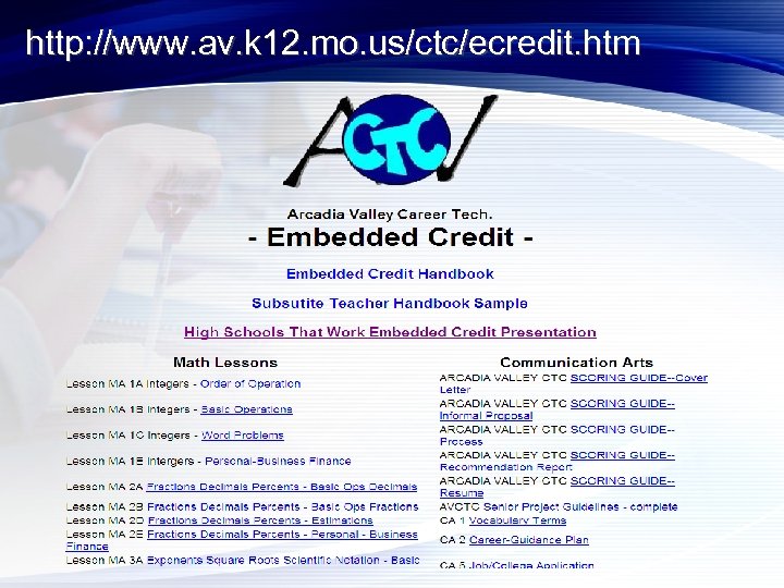 http: //www. av. k 12. mo. us/ctc/ecredit. htm 