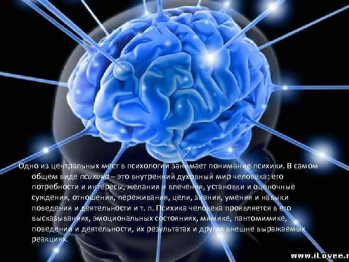 Одно из центральных мест в психологии занимает понимание психики. В самом общем виде психика