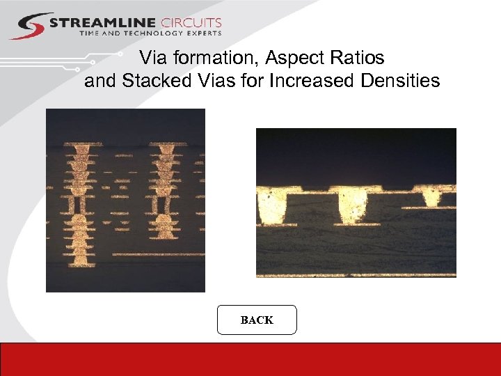 Via formation, Aspect Ratios and Stacked Vias for Increased Densities BACK 44 