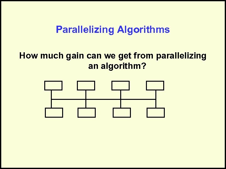 Parallelizing Algorithms How much gain can we get from parallelizing an algorithm? 