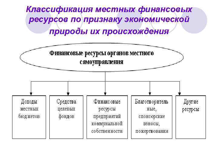 Классификация местных финансовых ресурсов по признаку экономической природы их происхождения 