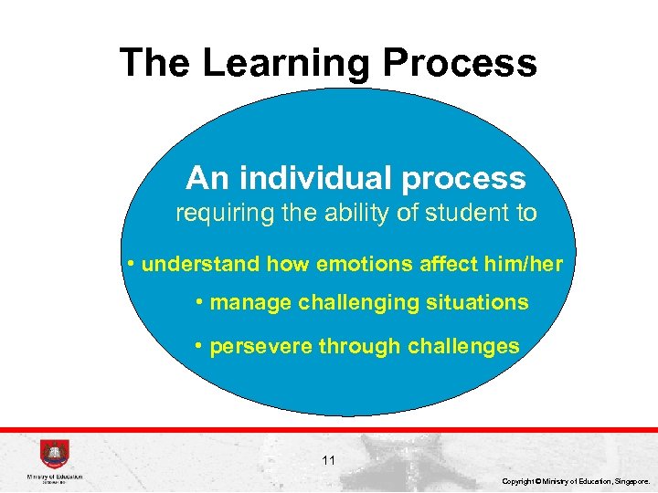 The Learning Process An individual process requiring the ability of student to • understand