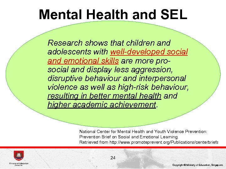 Mental Health and SEL Research shows that children and adolescents with well-developed social and