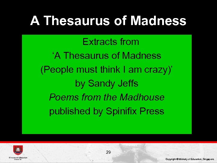 A Thesaurus of Madness Extracts from ‘A Thesaurus of Madness (People must think I