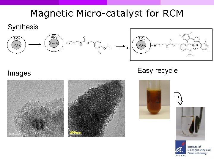 Magnetic Micro-catalyst for RCM Synthesis Si. O 2 Fe 2 O 3 Easy recycle