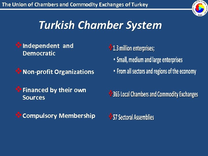 The Union of Chambers and Commodity Exchanges of Turkey Turkish Chamber System v Independent