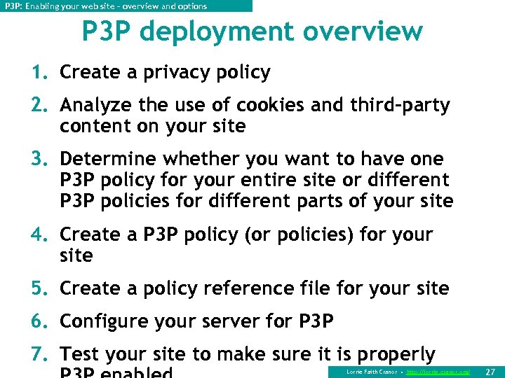 P 3 P: Enabling your web site – overview and options P 3 P