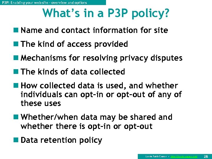 P 3 P: Enabling your web site – overview and options What’s in a