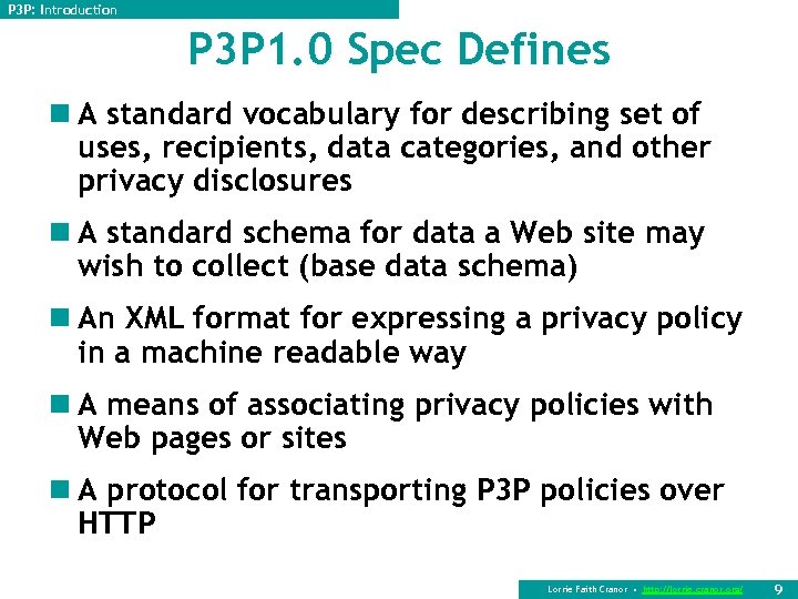 P 3 P: Introduction P 3 P 1. 0 Spec Defines n A standard