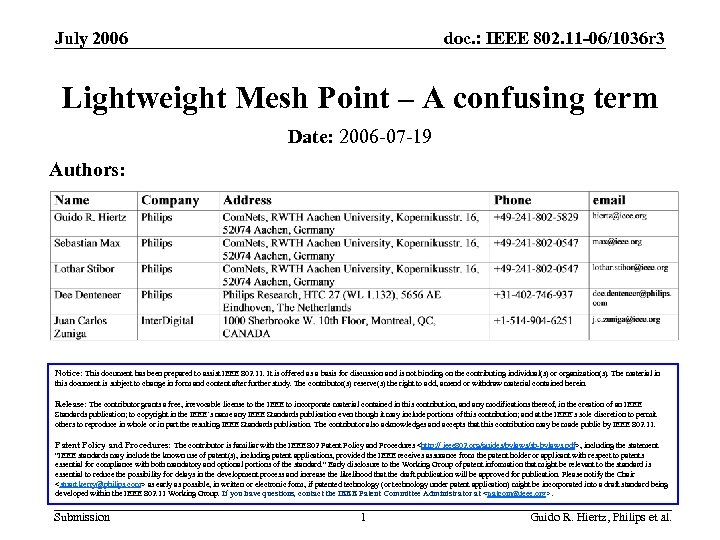 July 2006 doc. : IEEE 802. 11 -06/1036 r 3 Lightweight Mesh Point –