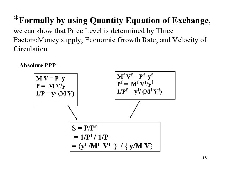 *Formally by using Quantity Equation of Exchange, we can show that Price Level is
