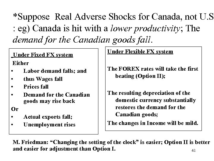 *Suppose Real Adverse Shocks for Canada, not U. S : eg) Canada is hit