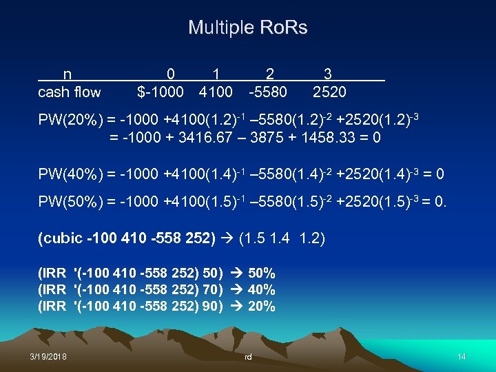Multiple Ro. Rs n cash flow 0 1 $-1000 4100 2 -5580 3 2520