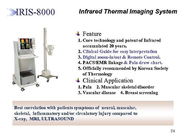  IRIS-8000 Infrared Thermal Imaging System Feature 1. Core technology and patent of Infrared