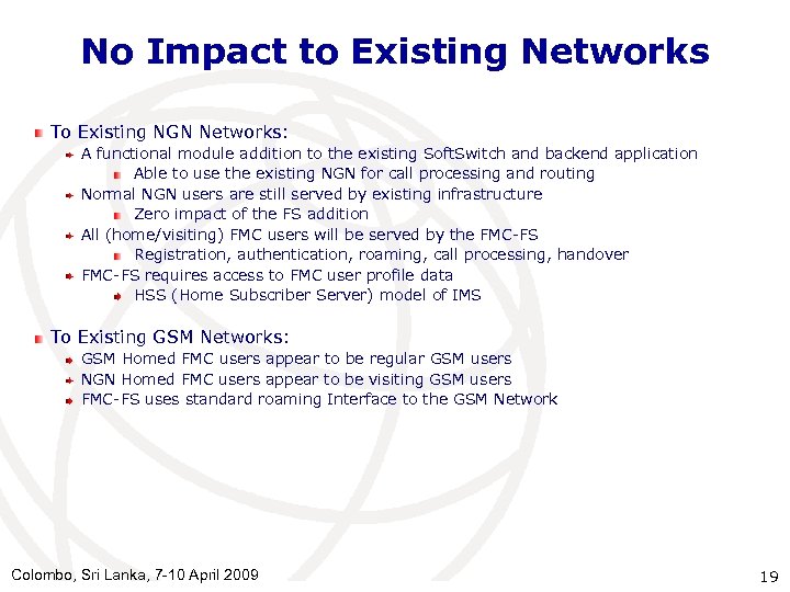 No Impact to Existing Networks To Existing NGN Networks: A functional module addition to