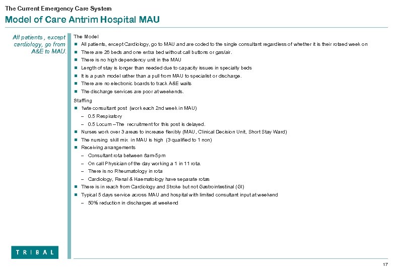 The Current Emergency Care System Model of Care Antrim Hospital MAU All patients ,