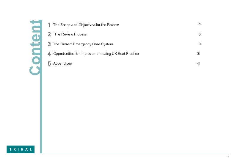 Content 1 The Scope and Objectives for the Review 2 2 The Review Process