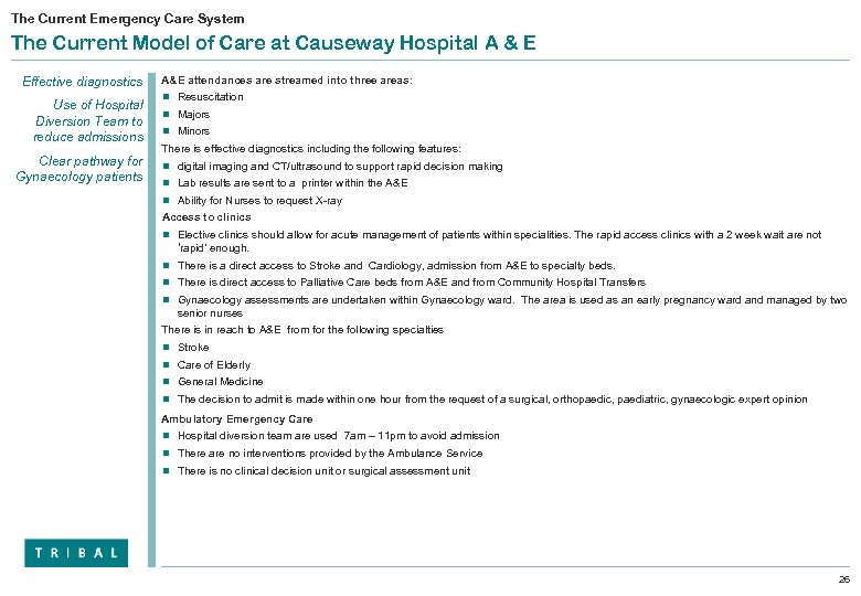 The Current Emergency Care System The Current Model of Care at Causeway Hospital A