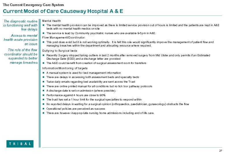 The Current Emergency Care System Current Model of Care Causeway Hospital A & E