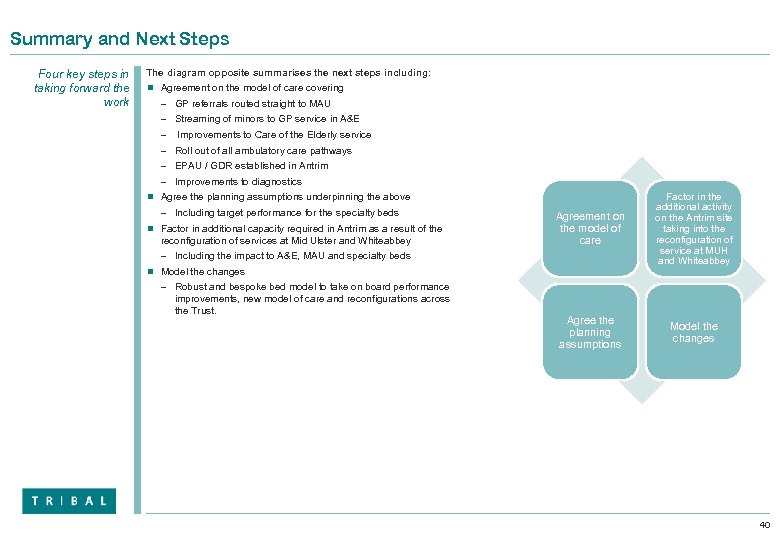 Summary and Next Steps Four key steps in taking forward the work The diagram