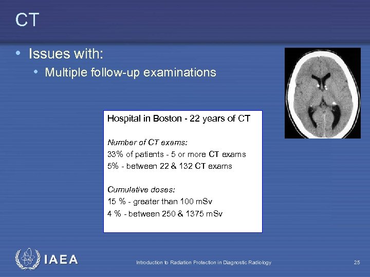 CT • Issues with: • Multiple follow-up examinations Hospital in Boston - 22 years